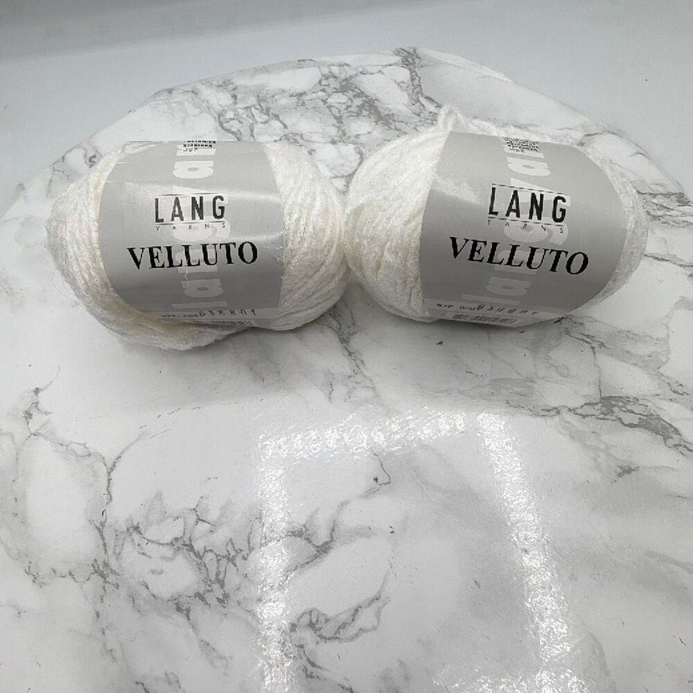 LANG Velluto White #28 Viscose Nylon Yarn-2 Skeins NEW!